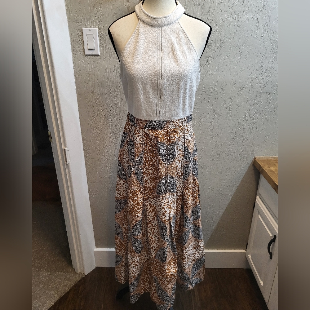 Anthropologie Sleeveless Mock Neck Twofer Halter Midi Dress - Picture 6 of 16